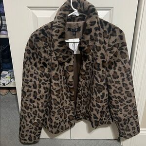 Leopard Print Faux Fur Jacket